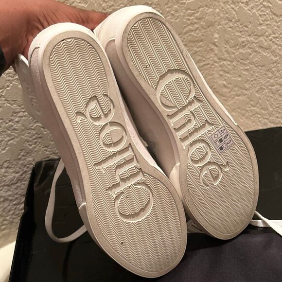 Chloe Women’s Size 41 Kick Leather & Mesh High Top Sneaker Cloudy Cream NEW - Picture 9 of 16